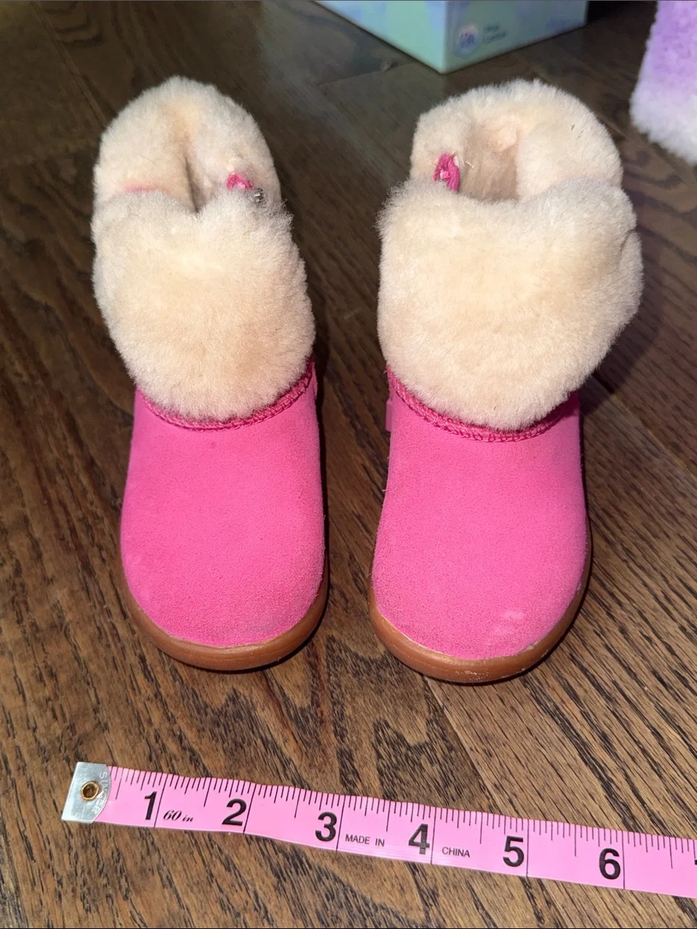 UGG Pink Shearling-Trim Kids Boots size 6 baby walker euc